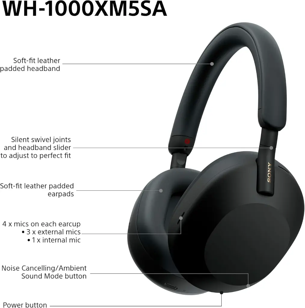 Sony WH-1000XM5SA Wireless Noise-Canceling Headphones Black